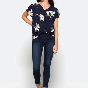 West Kei Allura Knot Detail Blouse, Navy Floral